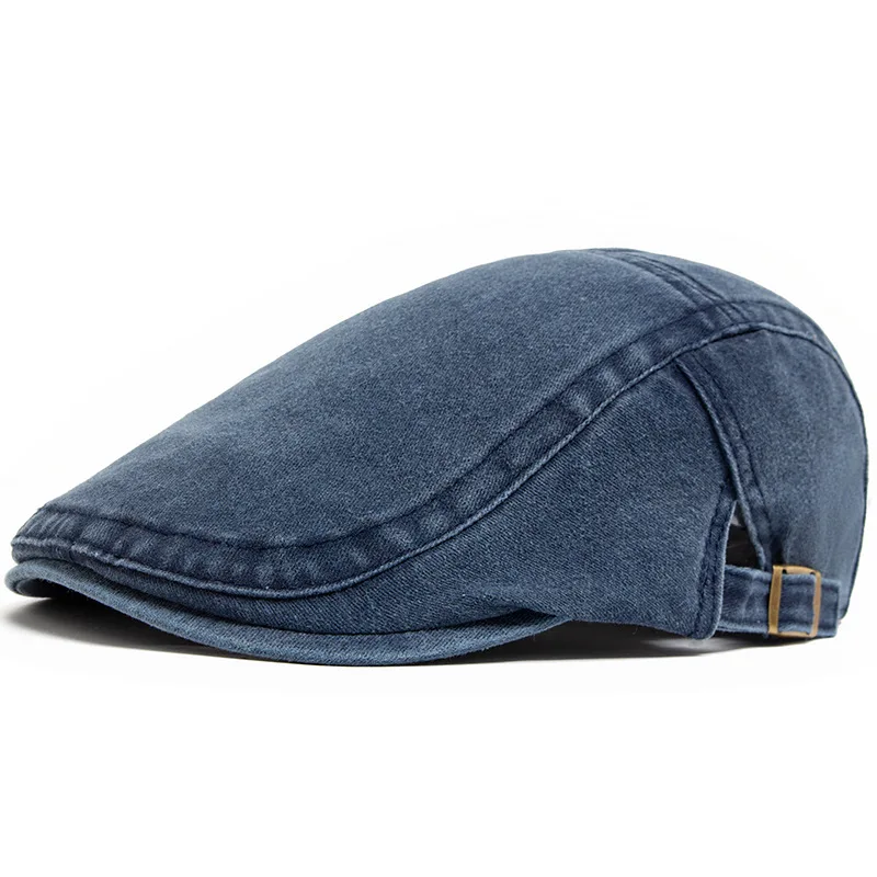 Watered Denim American Retro Beret Washed Old Street
