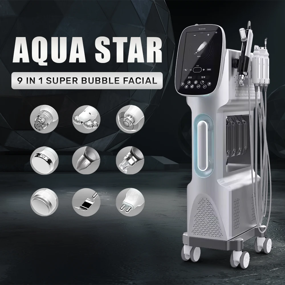 Hydrogen Oxygen Facial Bubble 9 in 1 Aqua Star Skin Management Hydradermabrasion Machine Professional Beauty Salon Equipment