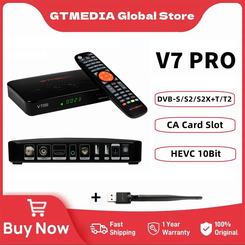 Vcm Box GTMEDIA V7 Pro Receptor de TV por satélite digital DVB-S/S2/S2X + T/T2 ...