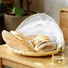 4X Hand-Woven Food Tent Basket Tray Fruit Vegetable Bread Storage Basket Simple Atmosphere Outdoor Picnic Mesh Net Cover 6