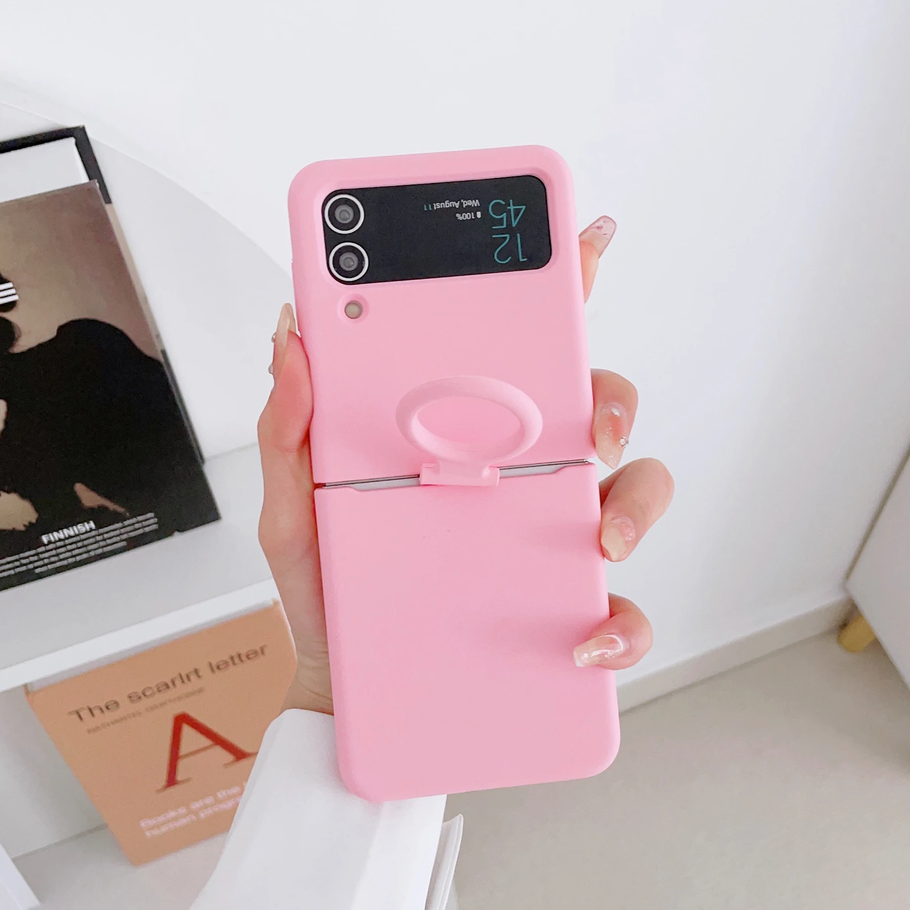 Liquid Silicone Ring Holder Case for Foldable Phones - Full Protection Fashion Cover