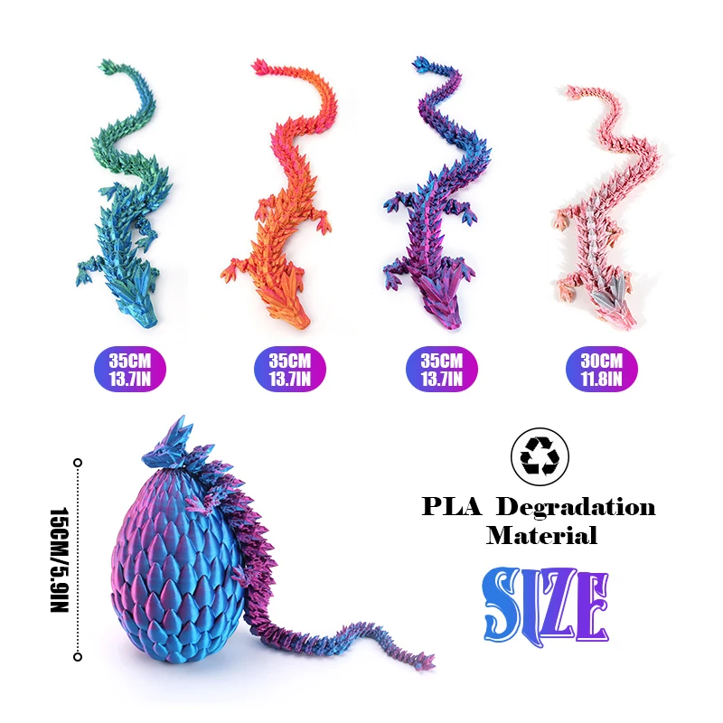 Nieuwste 3d Geprint Gem Drakeneieren Set Magnetische Sluiting Draaibare Gewricht Gelede Draak Fidget Speelgoed Voor Autisme Adhd
