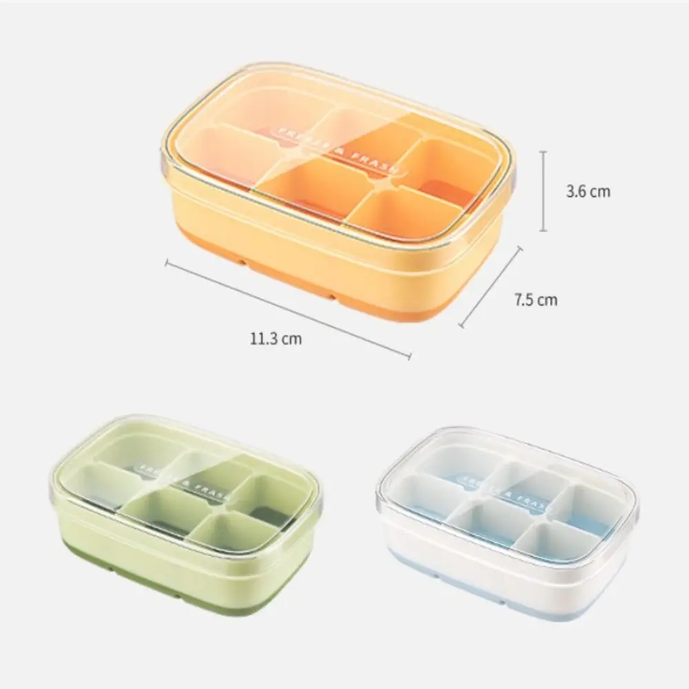 6 Grids Ice Cube Mold with Lid Easy To Release Freezer Ice Tray DIY Tools Maker Cube Storage Box