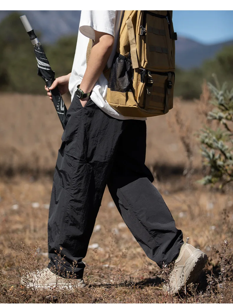 Mountain outdoor straight leg casual pants loose buckle waistband design functional style pants men clothing joggers