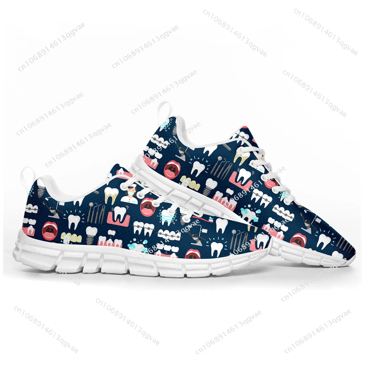 Tooth Dentist Cartoon Sports Shoes Mens Womens Teenager Children Customized Sneakers Tailor Made Shoe High Quality Couple White