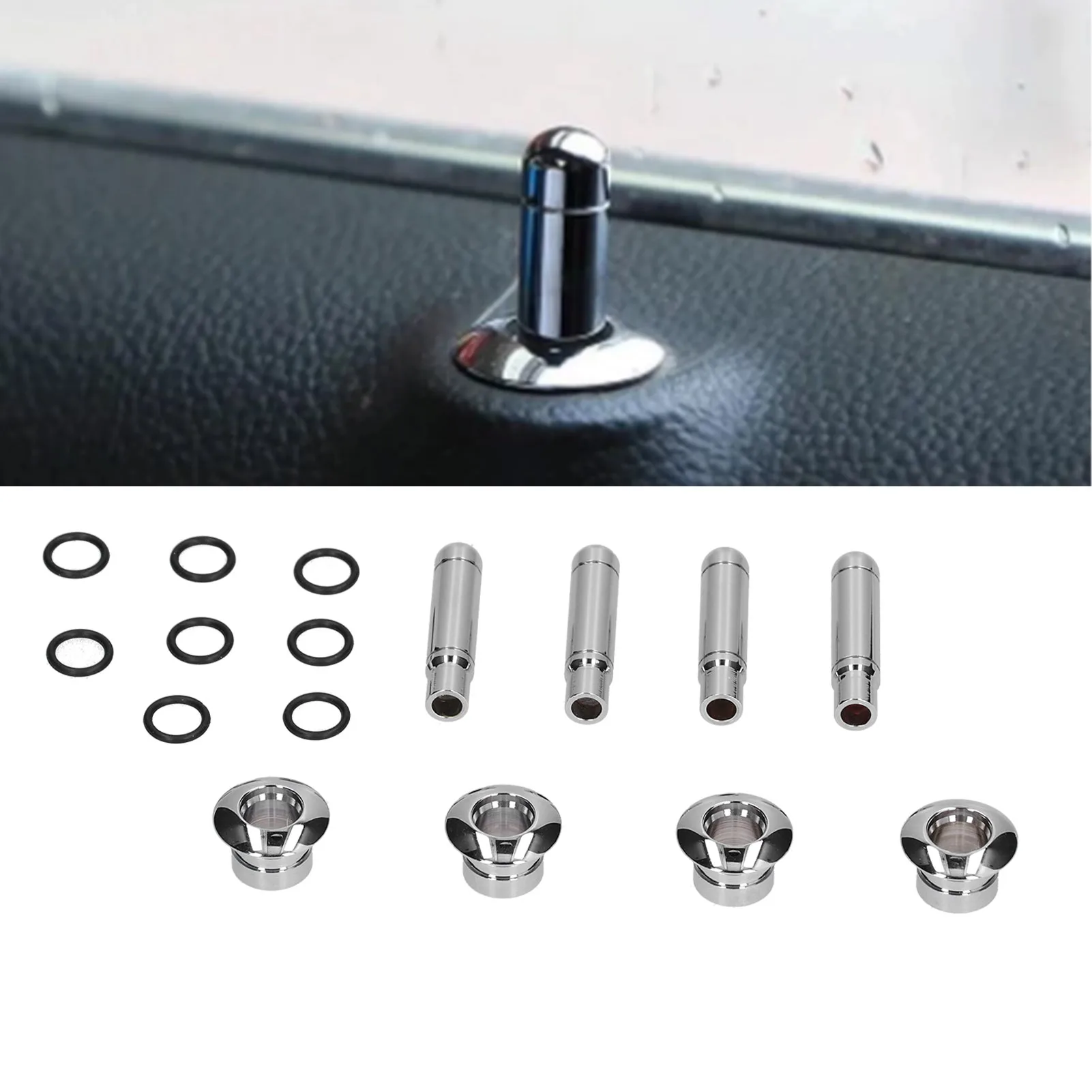 8pcs/lot Car Door Lock Pin with Cover ABS Chrome Replacement for  /Cruze/ Car Door Lock Knob Inner Door Lock Pin 2