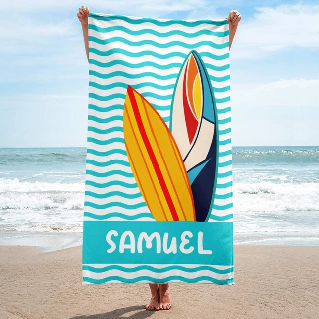 Personalized Beach Towels for Women Men Custom Name Beach Towel with Name  Surfboard Summer Gifts