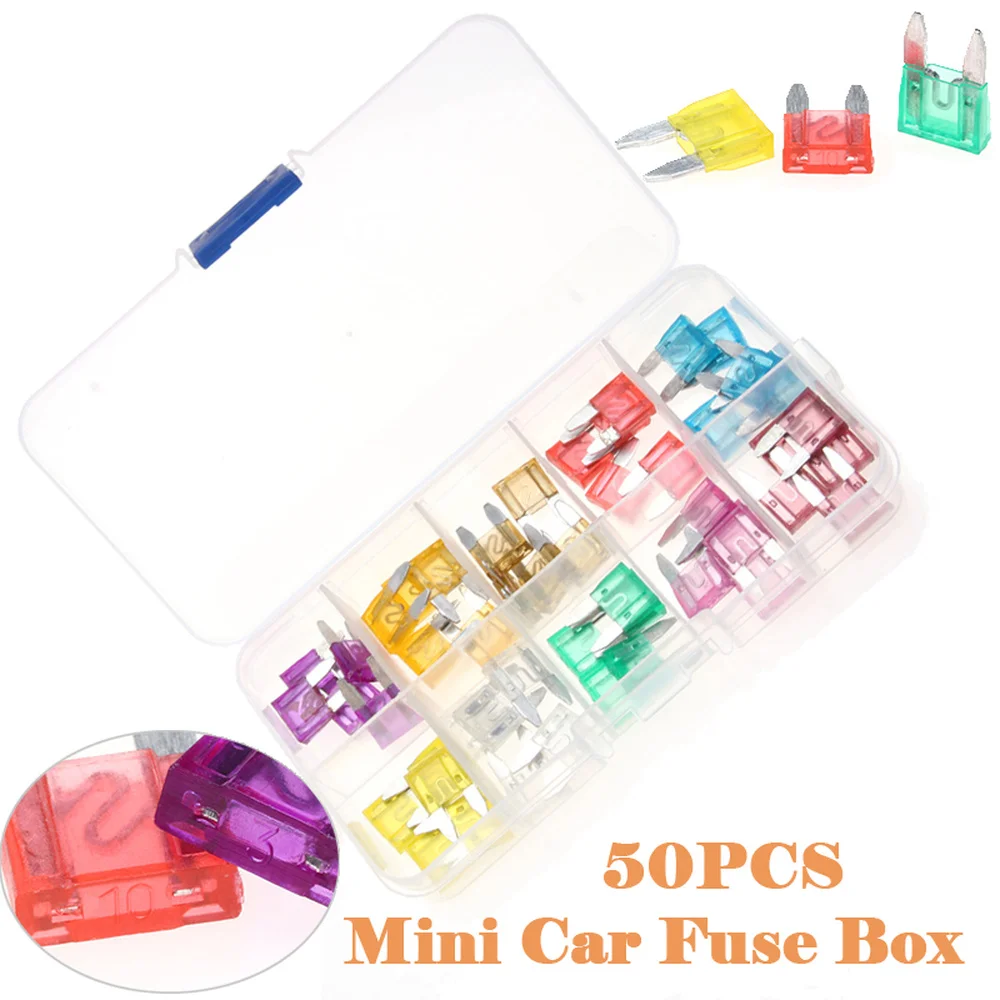 

50PCS Blade Fuse 3A-40A Auto Car Truck Mini Fuse Blade Power-off protection Fuse Assortment Kit