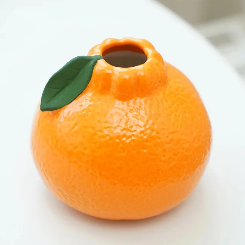 Orange Fruit-Shaped Decorative Tabletop Vase