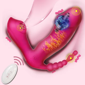 OLO Wearable Dildo Vibrator Sex Toy for Women Multifunction 3 In 1 Sucking Vibrator Anal Vagina Clitoris Stimulator Erotic Toys 5