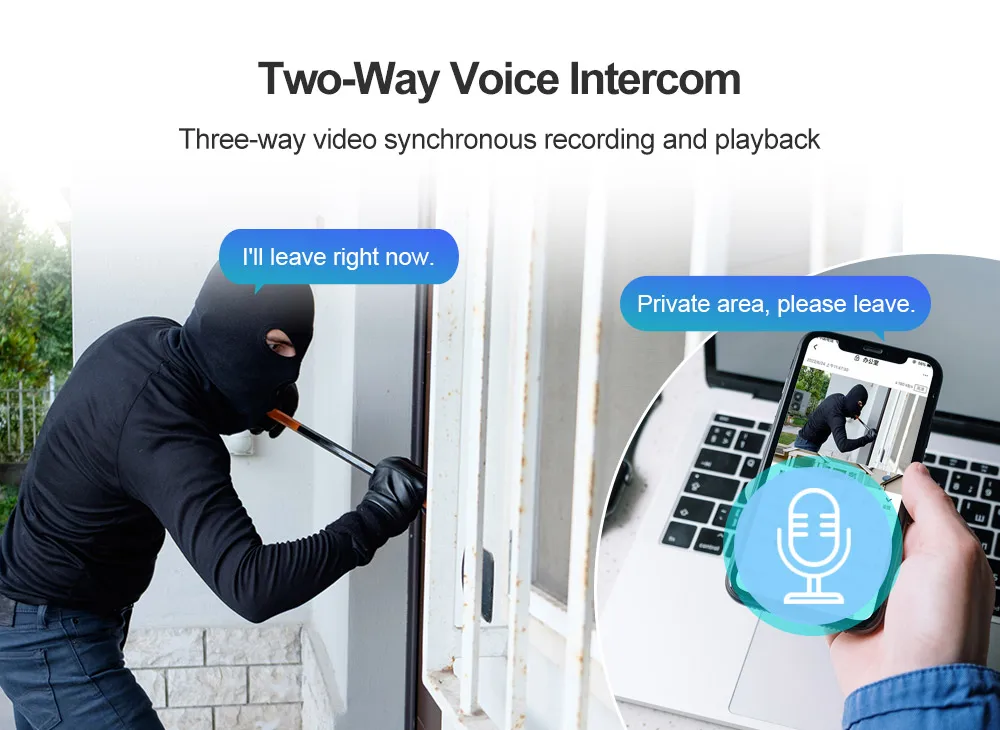15MP WiFi Security Camera Three Screens Outdoor IP Camera Three PTZ 2-Way Audio