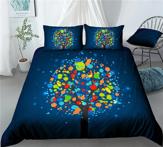 Parure De lit arbre De vie coloré en microfibre, ensemble De literie avec  Housse De Couette, taille King, 200x220, 2/3 pièces - AliExpress