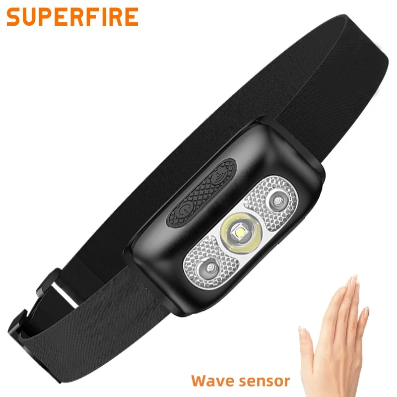 

SUPERFIRE HL05-Y Mini LED Sensor Headlamp Rechargable USB High Power Headlight Waterproof Fishing/Camping Front Light Work Lamp