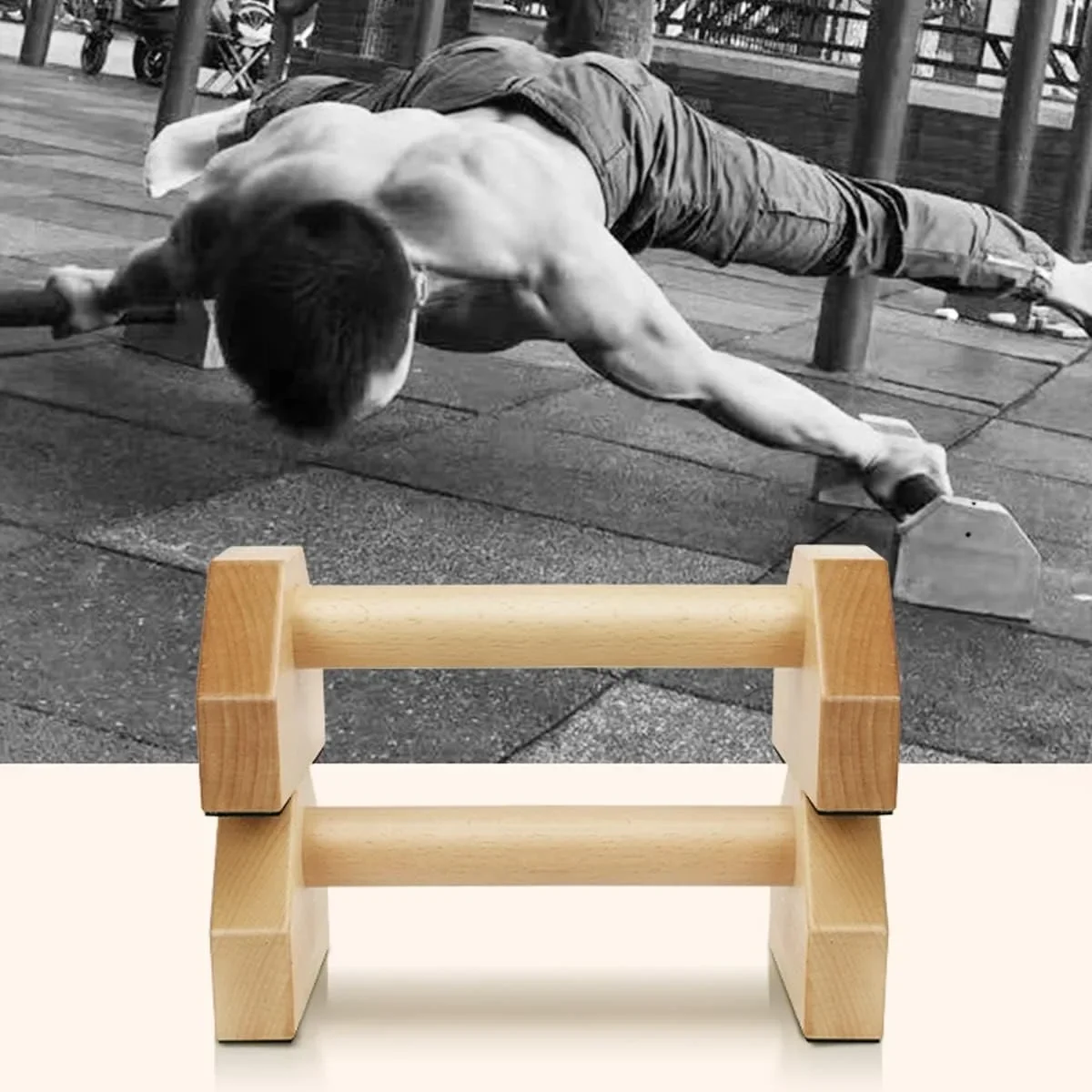 2x Push up Bars Stands Calisthenics Bars Portable Push Up Board Anti Slip Wood Workout Equipment For HomeGym Muscle Training