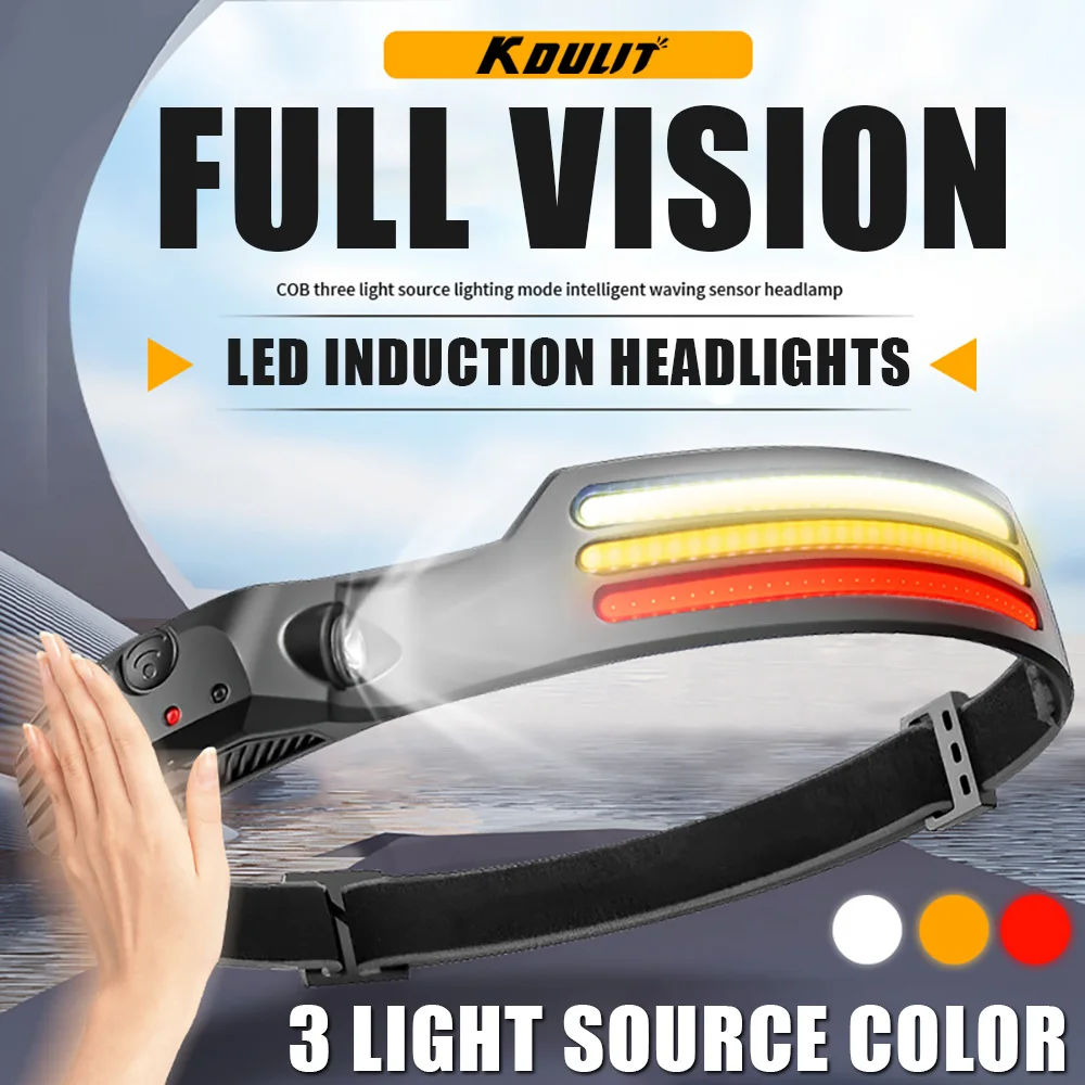 Sensor LED Headlamp Camping Fishing Search Light Rechargeable Head Flashlight Waterproof LED Headlamp Headlight 10 Lighting Mode