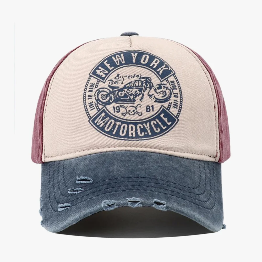 Unisex Baseball Caps Man Women Retro Cap Letters & Motor Print Retro Adjustable Hats Spring and Summer Outdoor Sunscreen Hat