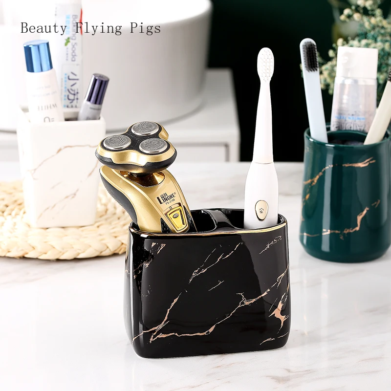 Creative ceramic toothbrush holder, bathroom, washbasin, storage rack, storage container cup holder mug holder stand