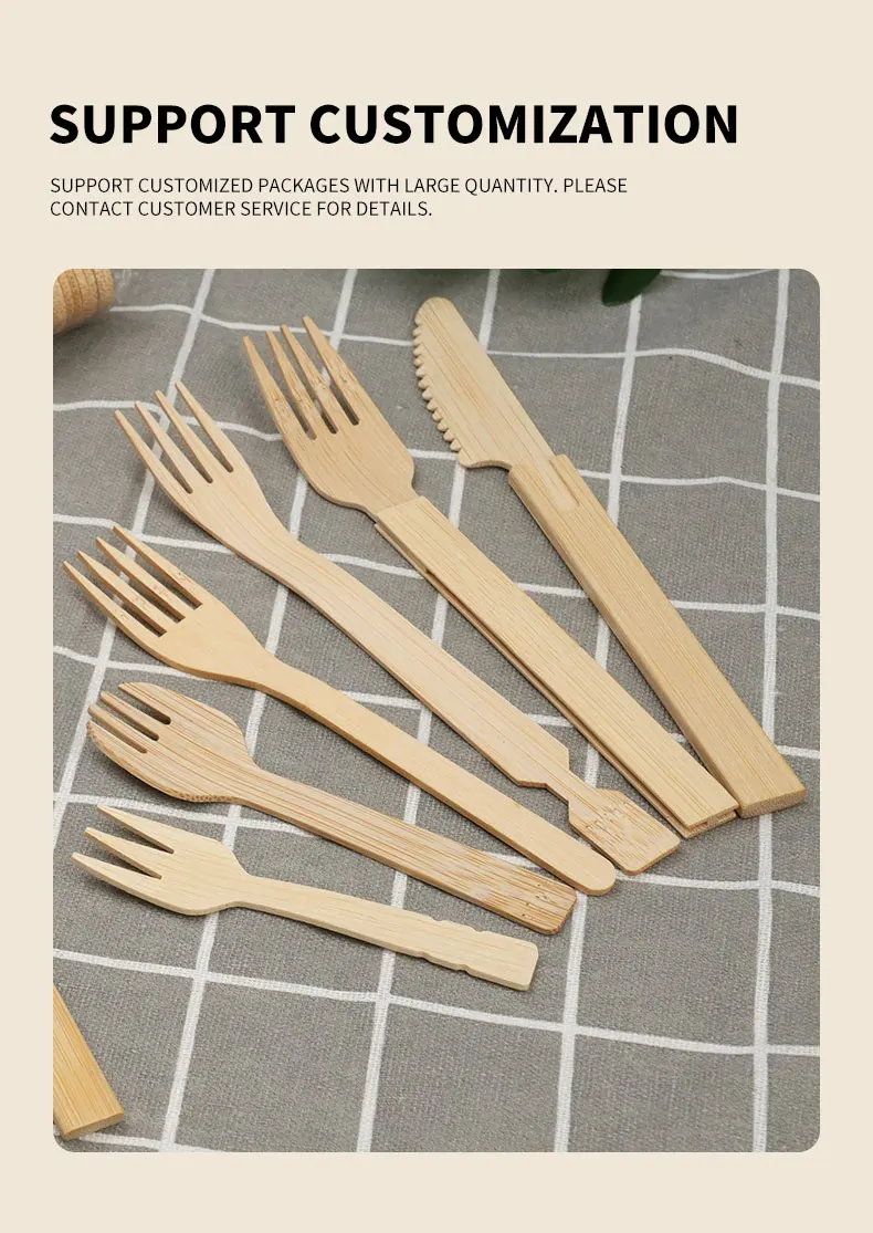 50/100PCS Natural Disposable Bamboo Tableware Set – Eco-Friendly Biodegradable Forks, S... - SKU BCS12297 - UGI Packaging