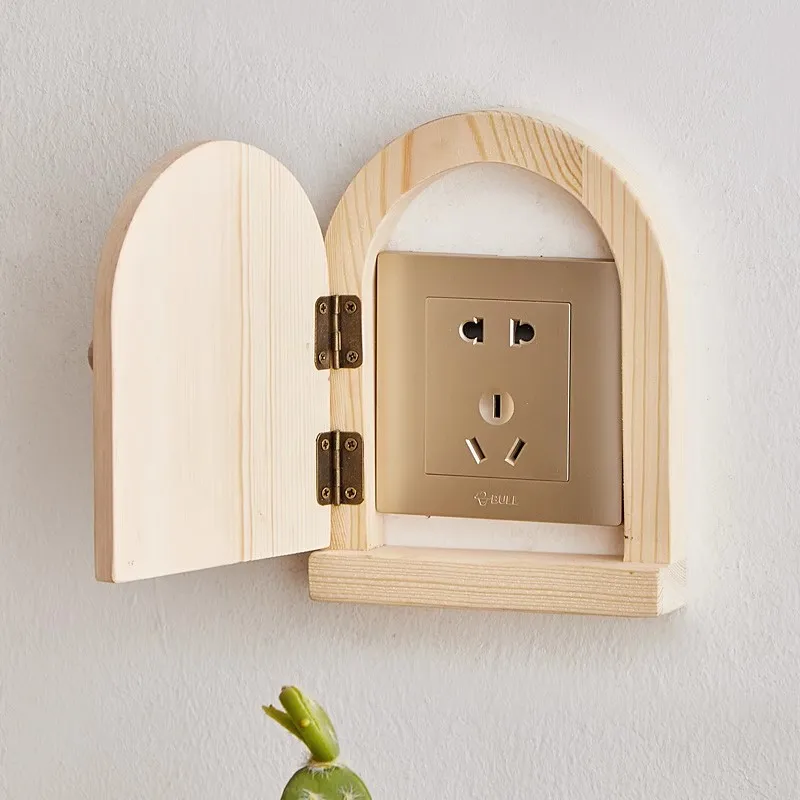 Wood Switch Sticker Switch Protective Sleeve Decoration Crafts Wall Accents Socket Trim Frame Protective Cover Wall Decoration