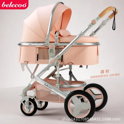 Luxury Lightweight Stroller High Landscape Baby Stroller 3 in 1 Portable Reversible 3 in 1 Travel Pram Baby Pushchair