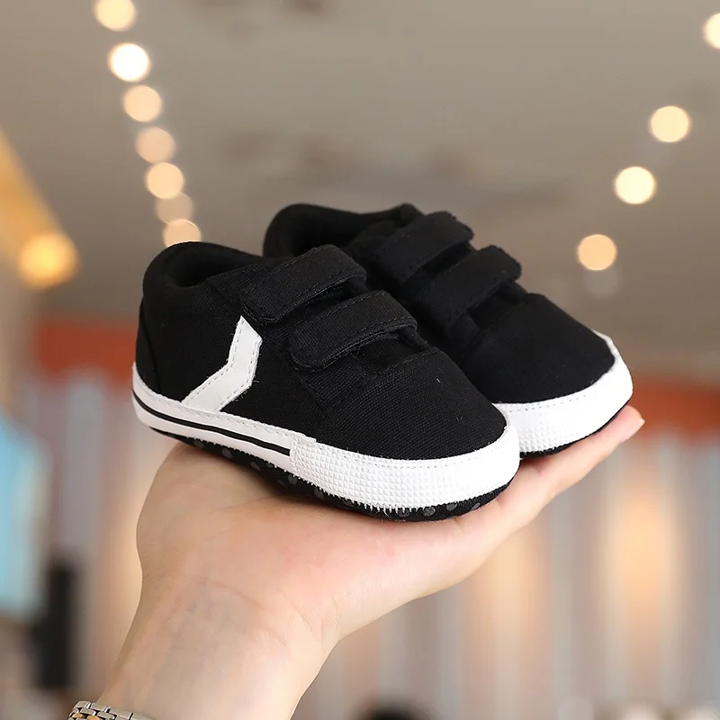 Soft Soles Baby Shoes Classic Soft Sole Shoes Kids 0-18 Months Old Velcro Strips In Solid Color Toddler Shoes, Casual Shoes With 5