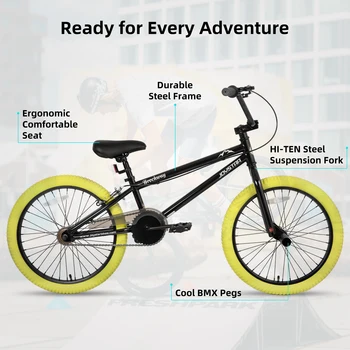 JOYSTAR Brockway Freestyle Kids BMX Bikes Kids Bicycles for 6-14 Years Old Boys Girls and Beginner-Level Riders 2 Pegs 4