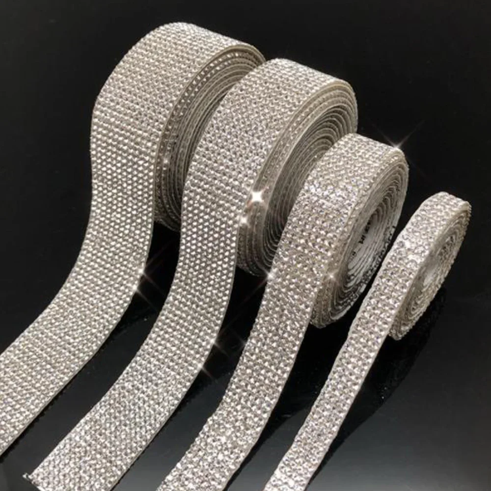 Self Adhesive Crystal Rhinestone Sticker Diamond Ribbon DIY Decorative Stickers for Car Phone Camera