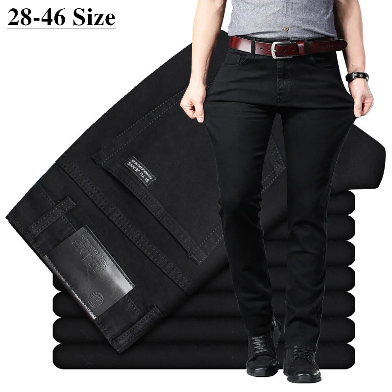 

Men Plus Size Jeans 38 40 Slim Skinny Stretch Straight Classic Version of Simple Black Denim Pants Male Brand Clothing