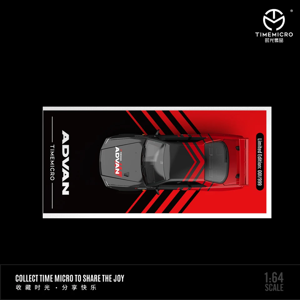 TIME MICRO 1:64 H300+GTR R34 ADVAN Painting Simulation Alloy Car