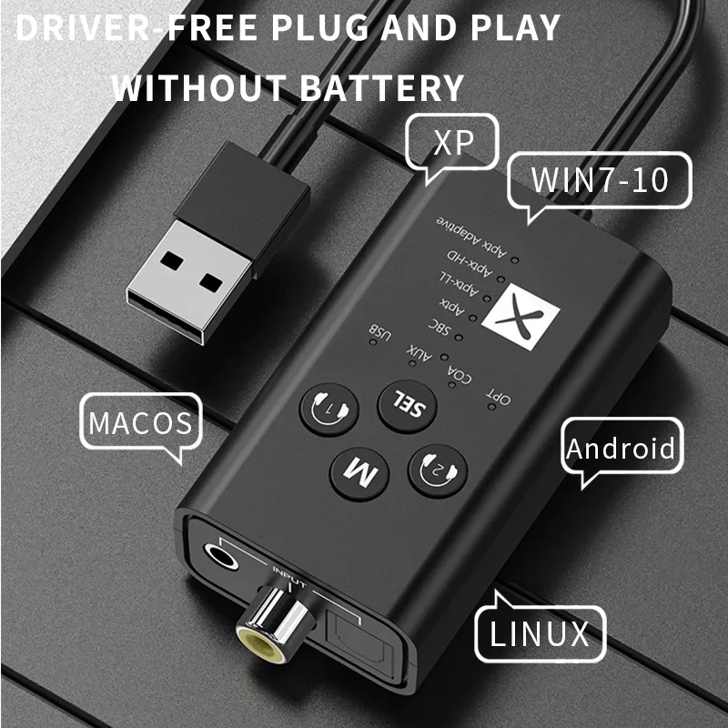 eppfun Bluetooth 5.2 Qualcomm aptX-Adaptive HD Transmitter 3.5mm AUX/RCA/COAXIAL/SPDIF Optical SBC / aptX / aptX-ll bluetooth adapter bluetooth audio receiver bluetooth transceiver adapter audio adapter bluetooth aux adaptor