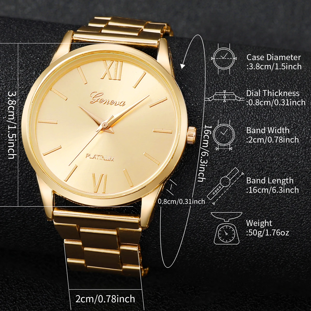 5PCs/Set Women's Luxury Watch Trend Simple Elegant Quartz Analog Watch Inlaid With Diamond Bracelet(Box not included)