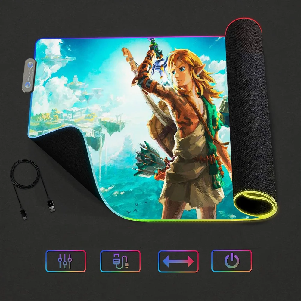 Game T-Tears Z-Zelda K-Kingdom LED Light RGB Luminous Keyboard Desk-Mat Color Waterproof Office Mouse Computer Anti-slip Rubber 3