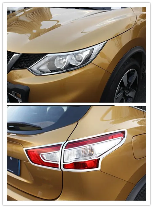 

ABS Chrome Front rear Head Light Lamp Cover Trim Front Head Light Cover For 2016-2018 Nissan Qashqai J11 car Styling Accessories