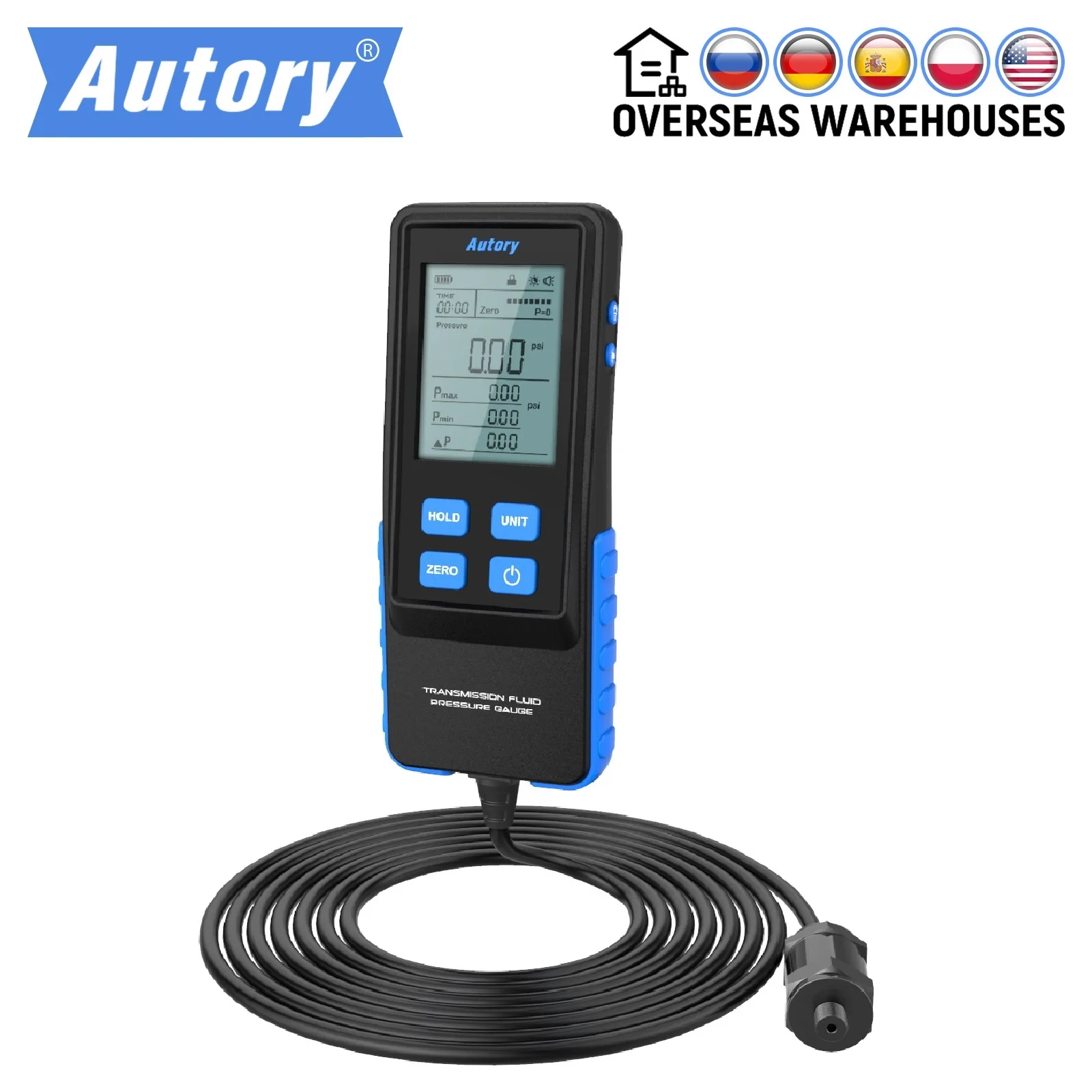 

AUTORY PT720 Transmission Oil Pressure Gauge Sensor Oil Pressure for Automobiles Motorcycles LCD Display 0-30 Bar Kg/cm² PSI