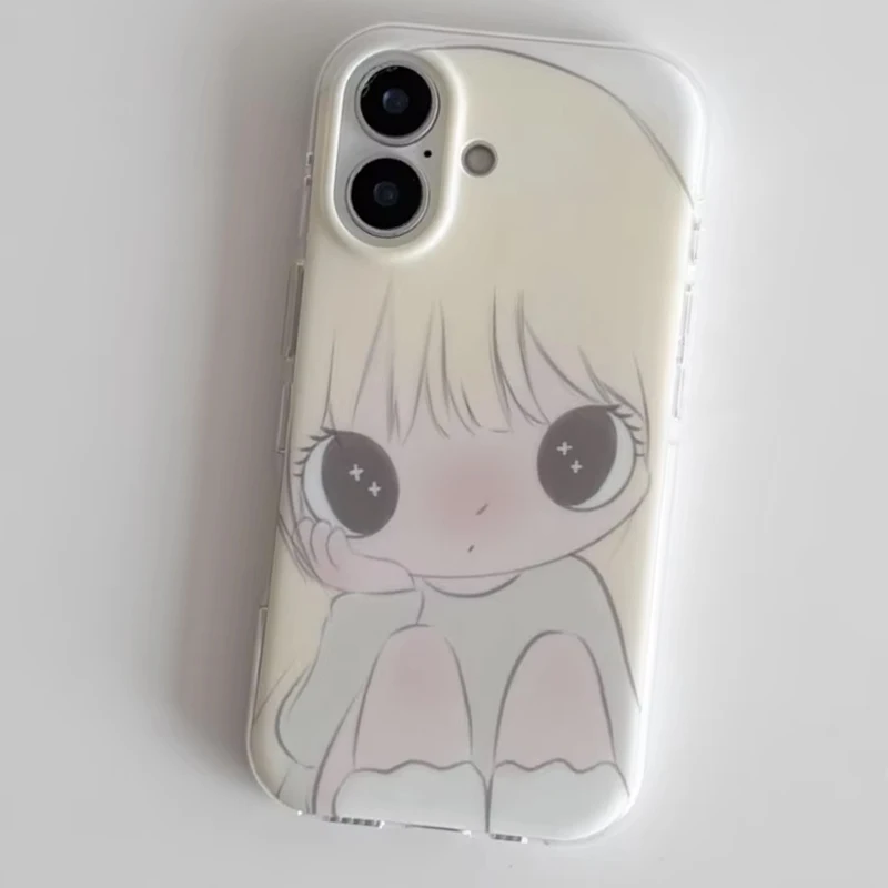 Anime-Inspired Kawaii Yellow Hair Girl Silicone Phone Case - Cute Protective Cover