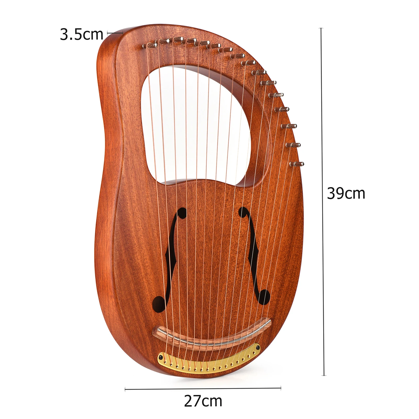WH-16 C Tone16-String Wooden Lyre Harp Metal Strings Solid Wood String Instrument with Carry Bag Tuning Wrench Cleaning Spare