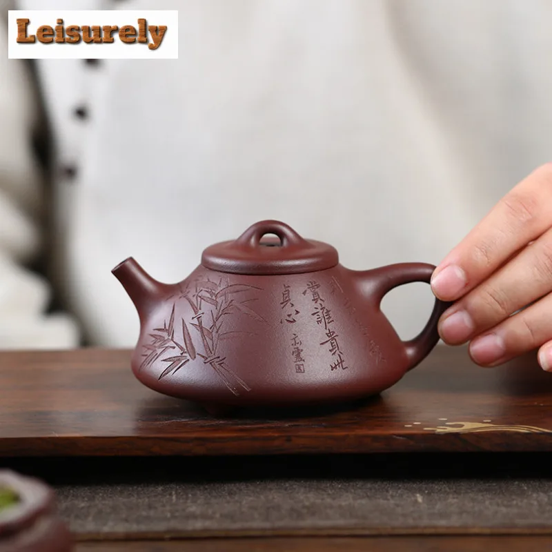 Classic Yixing Purple Clay Teapots Handmade Stone Scoop Pot Raw Ore Mud Kettle With Infuser Zisha Tea Set Tea Ceremony Ornaments