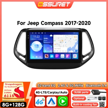 Radio para Auto Android 2Din de 8 Núcleos para Jeep Compass 2017-2020, Reproductor Multimedia con GPS, Carplay Inalámbrico, con Qualcomm Snapdragon 6115 1