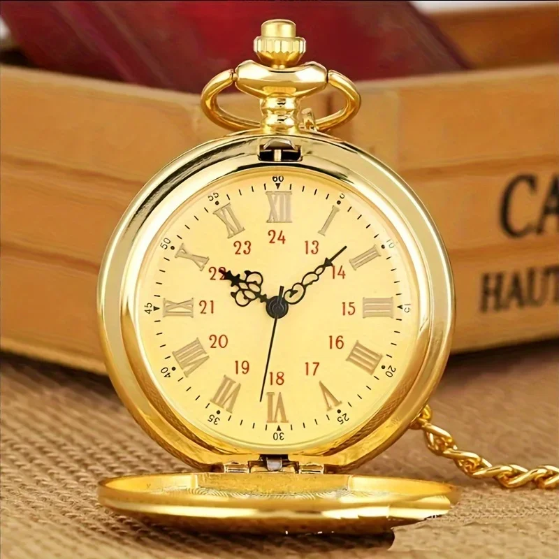 1pc To My Husband Engraved Lettering Retro Chain Quartz Pocket Watch Best Gift For Husband