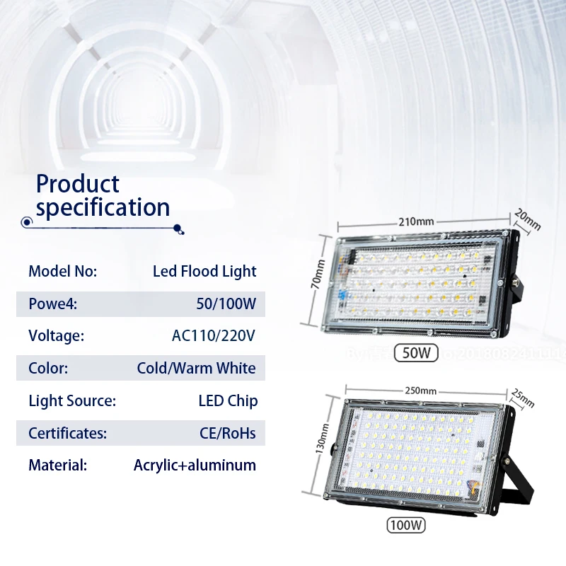 LED Flood Light IP65 Waterproof AC 110V 220V 50W 100W Outdoor Garden Projector Lighting Spotlight Wall Lamps Floodlights led flood light