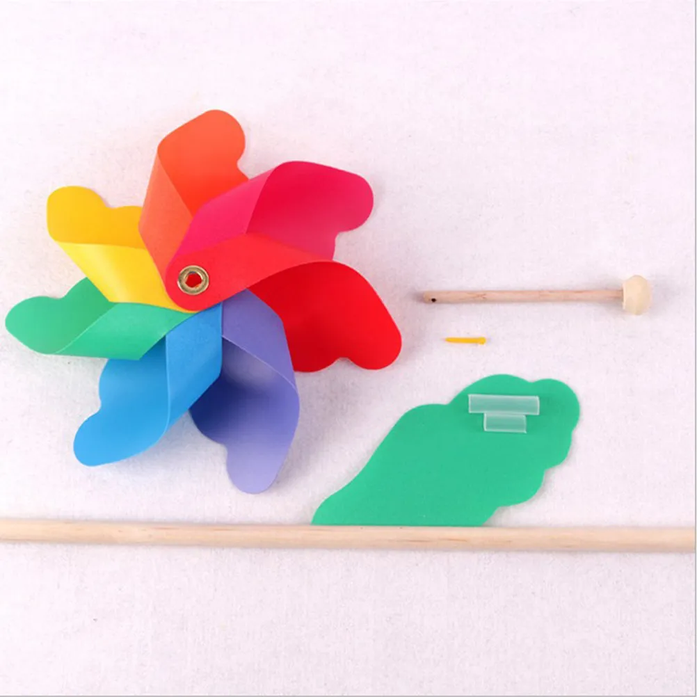 8Pcs 여러 가지 빛깔의 도트 패턴 플라스틱 바람개비 DIY 풍차 키트 재미있는 야외 바람 놀이 정원 파티 룸 스토어 창 장식