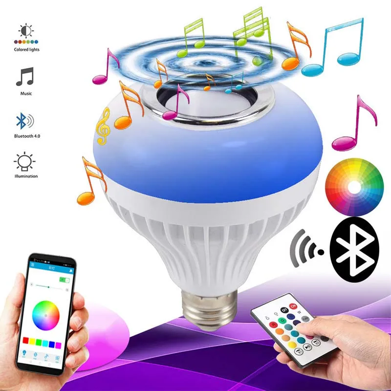 Умная Беспроводная Bluetooth-Колонка E27 RGB RGBW 12 Вт светодиодсветильник лампа