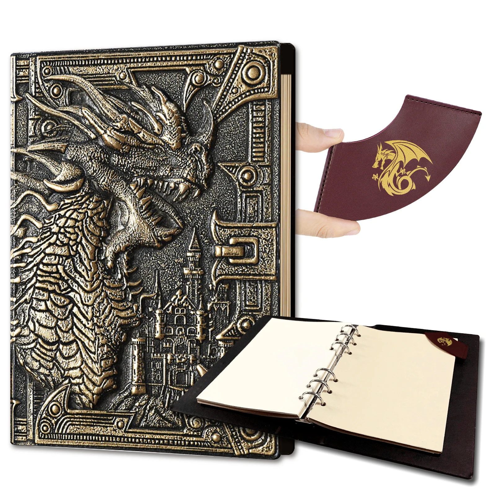 Notebook / Journal, Unique 200 Page Book with 3D Silver Dragon