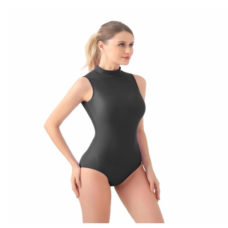 Speerise Women's Mock Neck Bodysuit Sleeveless Tops Turtleneck Adult Ballerina Leotard Ballet Dancewear Costume mallas de ballet