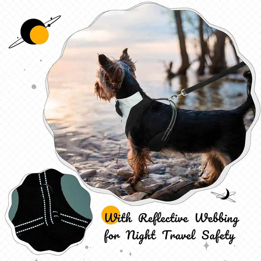 Dog Tuxedo Adjustable Harness No Pull for Small Medium Large Boys Dogs Cat Puppy Dog Wedding Suit with Bow Tie Pet Party Costume