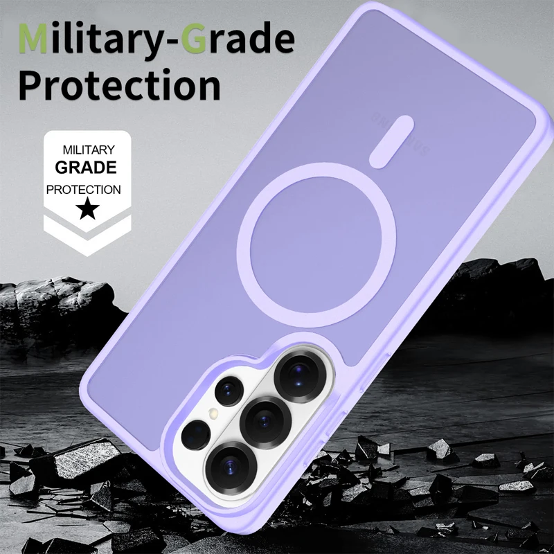 Magnetic Attraction Shockproof Matte Phone Case - Semi-Transparent, Skin Feel, Hard PC Back Cover