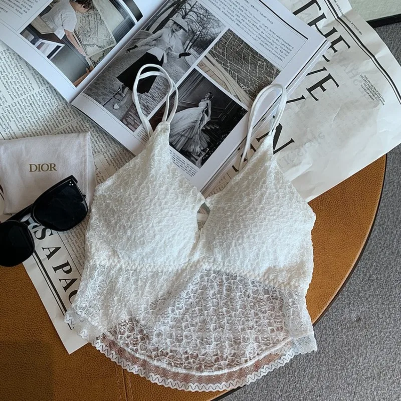 

Женский Кружевной укороченный топ, розовая эластичная майка с подкладкой из искусственной кожи, весна-лето 2024