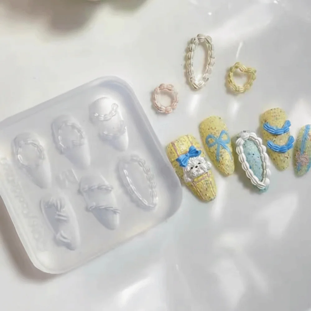 크리 에이 티브 크림 레이스 네일 아트 몰드 실리콘 네일 장식 수지 몰드 DIY 손톱 네일 아트 조각 템플릿