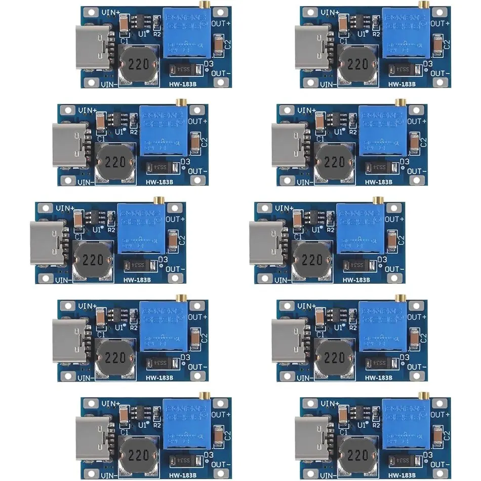 10 Pezzi Modulo Step-up MT3608 DC-DC 2V-24V 2A – Convertitore Boost Regolabile