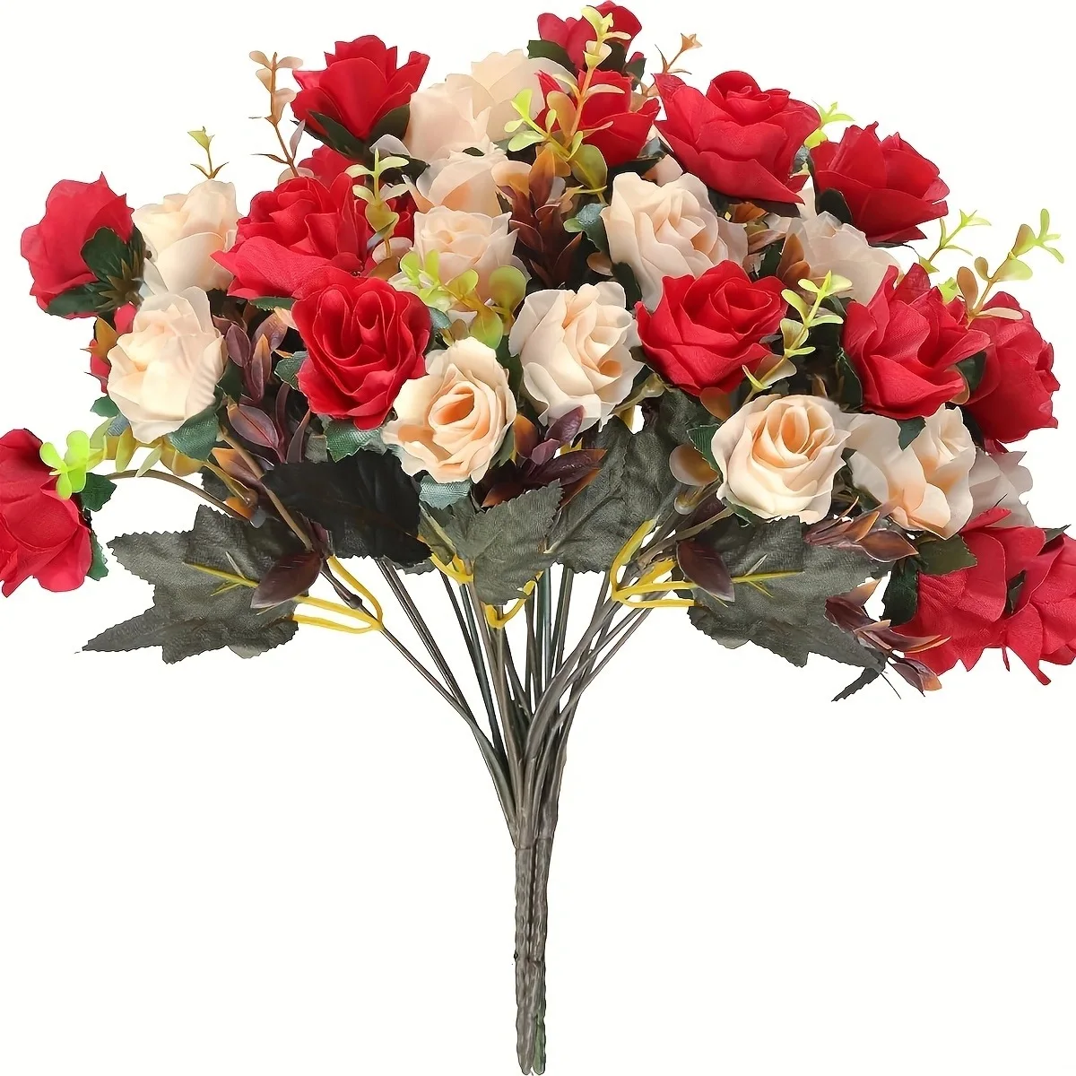 12 Köpfe Rose Künstliche Blumen Gefälschte Zwei Farbe Blumen Mit Stielen Gefälschte Rosen Blumensträuße Hause Hochzeit Weihnachten Party Dekor